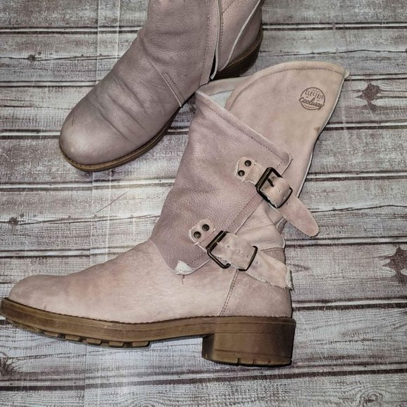 Coolway Alida Pink Leather Slouchy Dual Buckle Boots - Picture 8 of 8